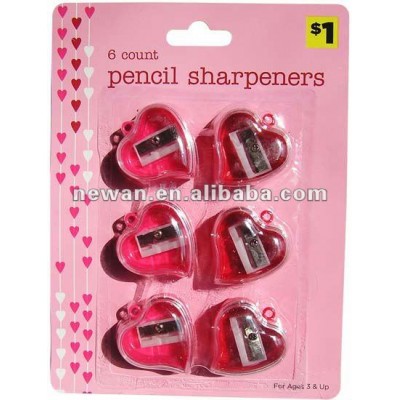 6pcs Valentine Heart Shape Pencil Sharpener